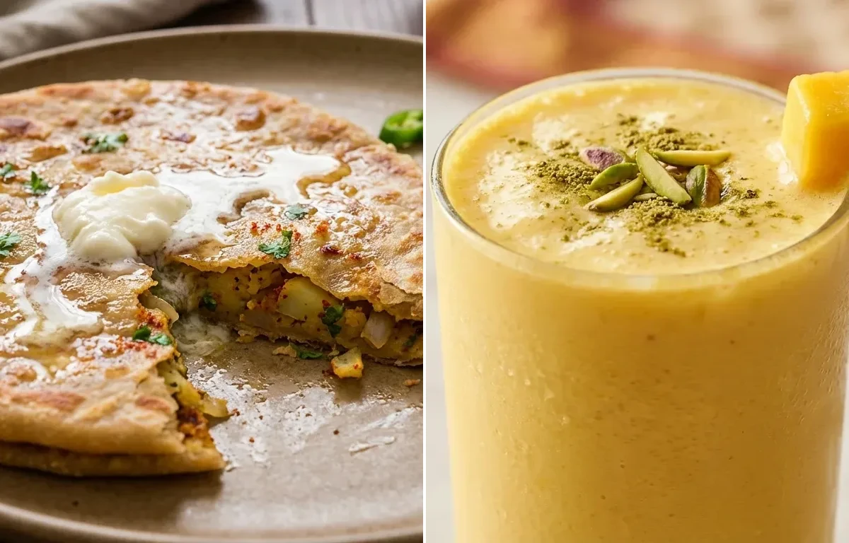 Aloo Paratha with Mango Lassi