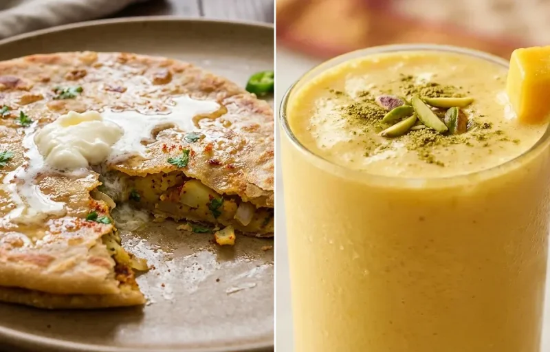 Aloo Paratha with Mango Lassi