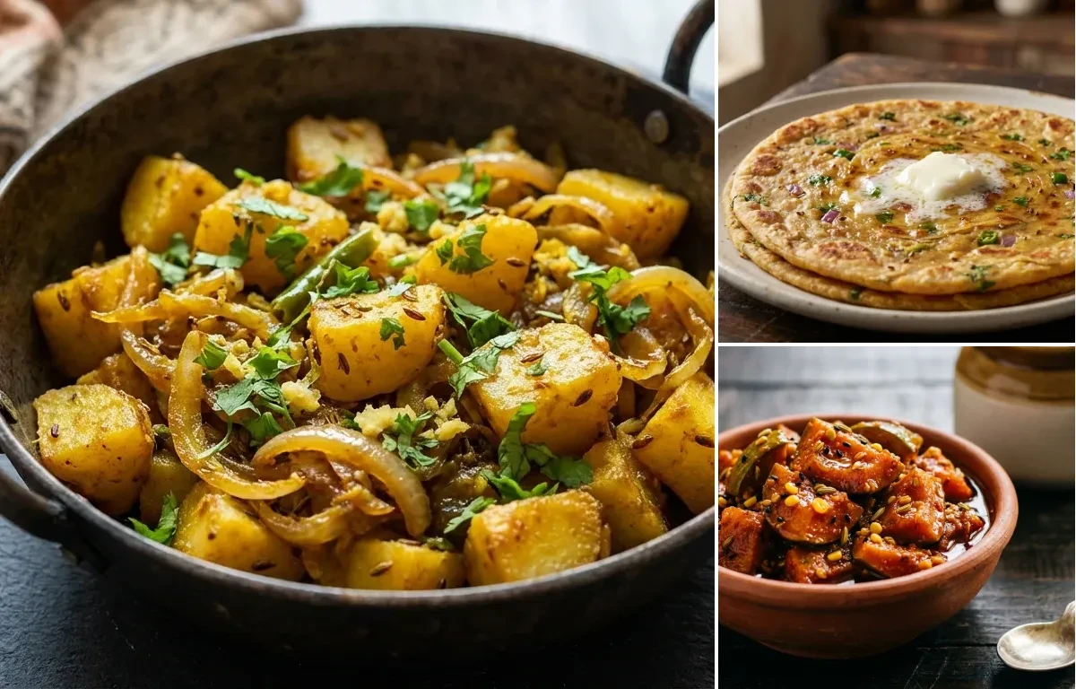 Aloo Pyaaz Sabzi with Mango Pickle