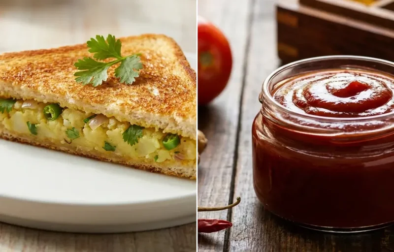 Aloo Sandwich with Tomato Ketchup