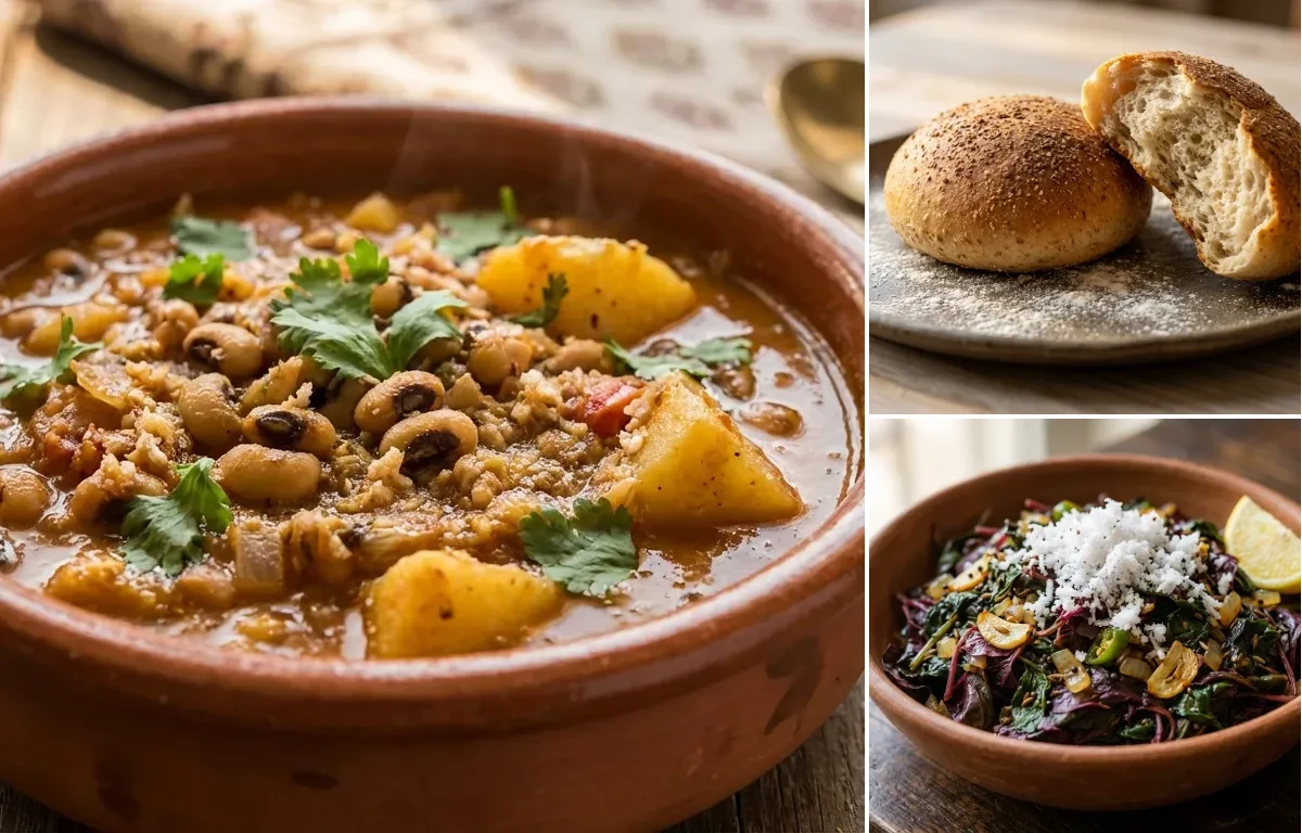 Alsande Tonak with Goan Poi and Tambdi Bhaji