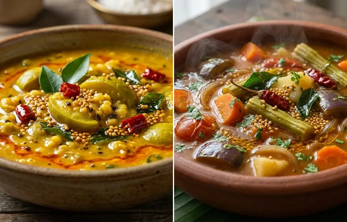 Ambade Udid Methi with Vegetable Sambar