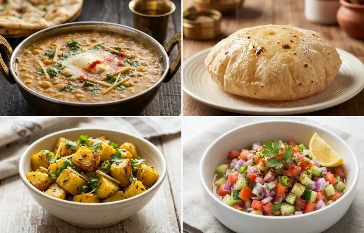 Amritsari Dal with Phulka and Aloo Jeera