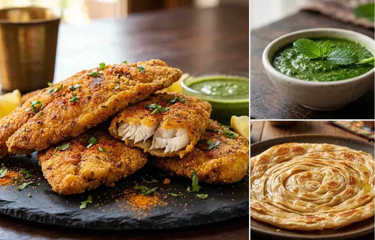 Amritsari Fish Fry with Mint Chutney and Laccha Paratha