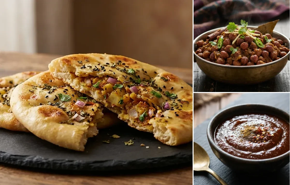 Amritsari Kulcha with Pindi Chana and Tamarind Chutney