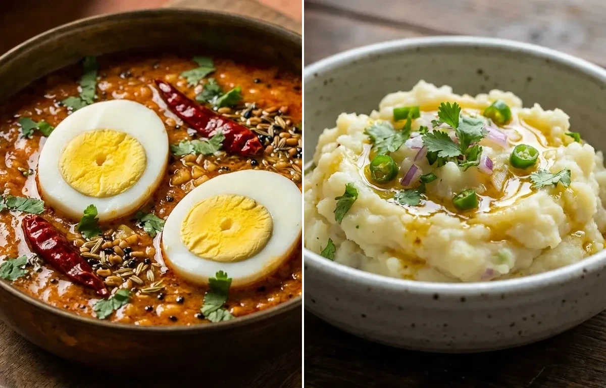 Anda Besara with Aloo Bhate