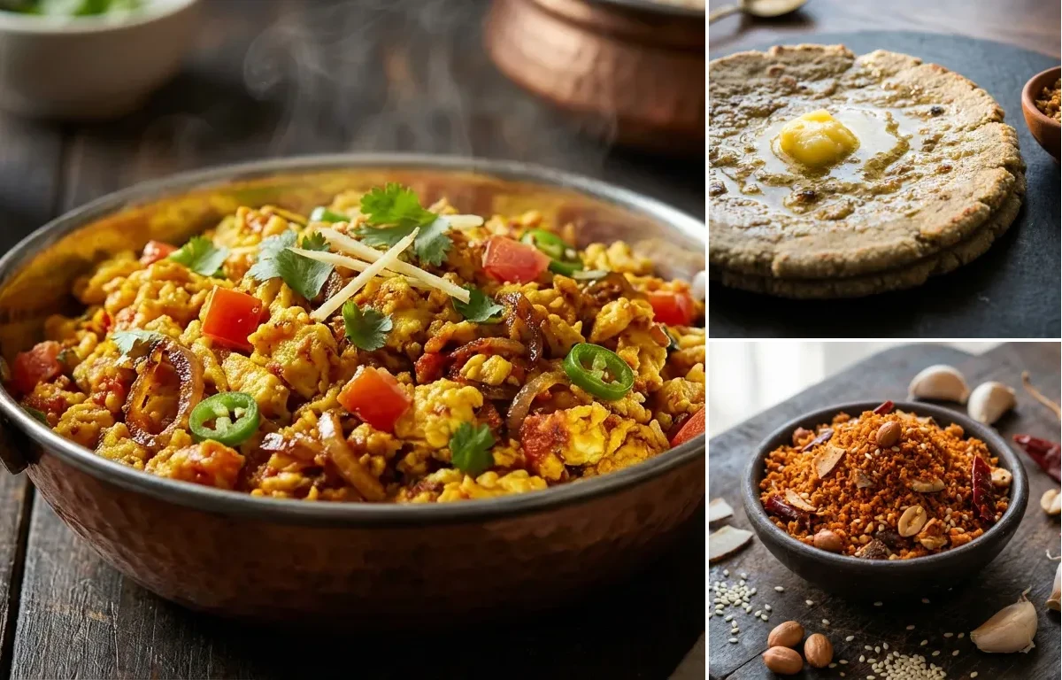 Anda Bhurji with Bajra Bhakri and Dry Garlic Chutney