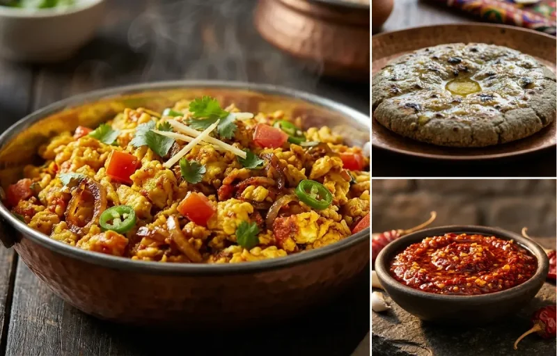 Anda Bhurji with Bajra Roti and Lehsun Chutney
