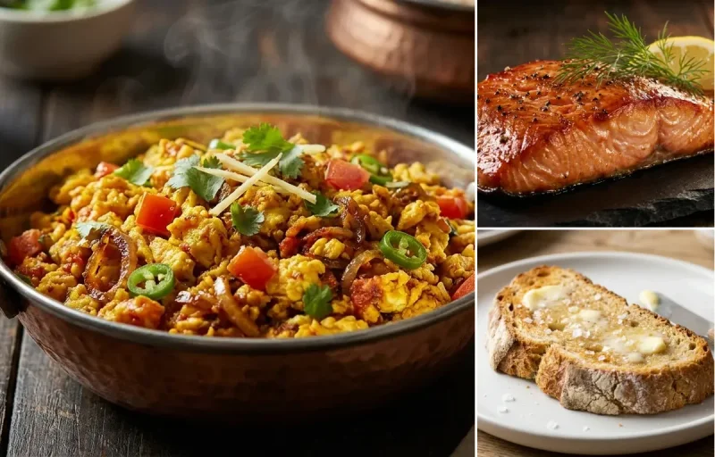 Anda Bhurji with Hot Smoked Salmon and Soda Bread Toast