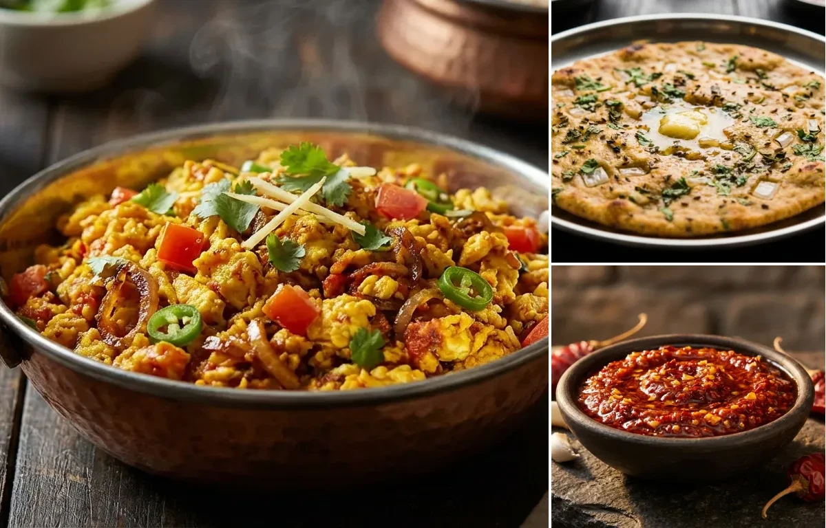 Anda Bhurji with Missi Roti and Lehsun Chutney