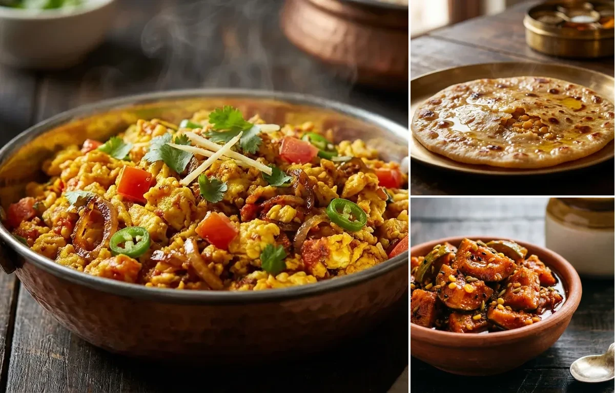 Anda Bhurji with Puran Poli and Mango Pickle