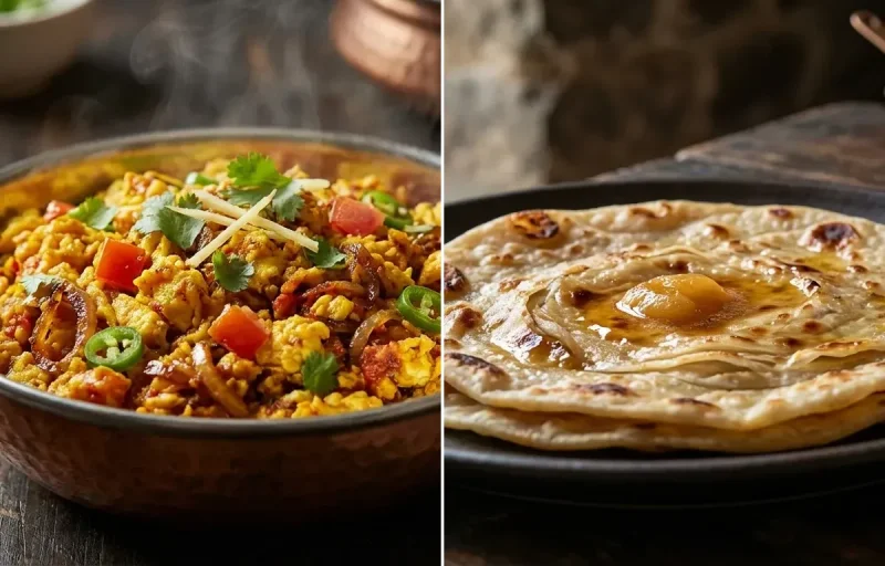 Anda Bhurji with Ghadichi Poli