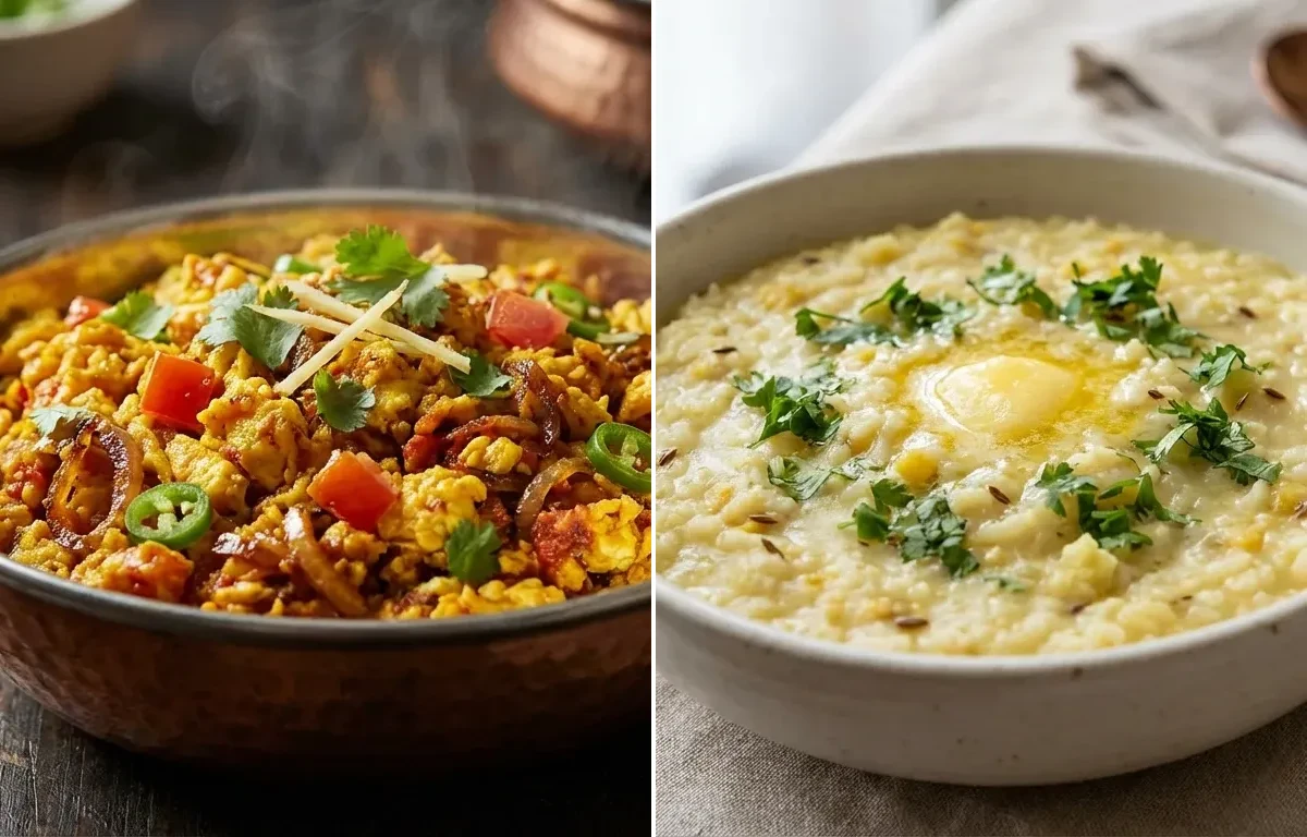 Anda Bhurji with Moong Dal Khichdi