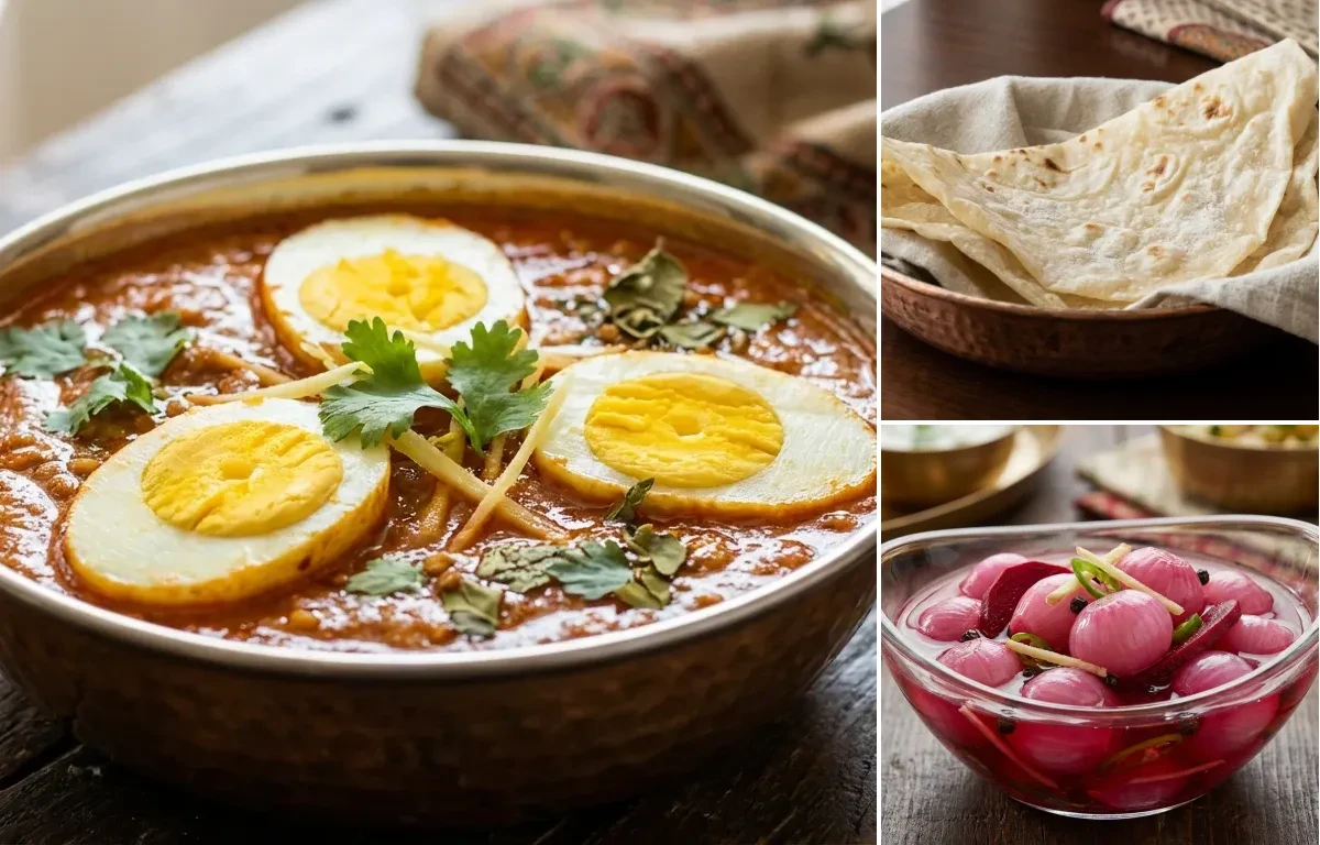Anda Curry with Roomali Roti and Sirke Wale Pyaaz