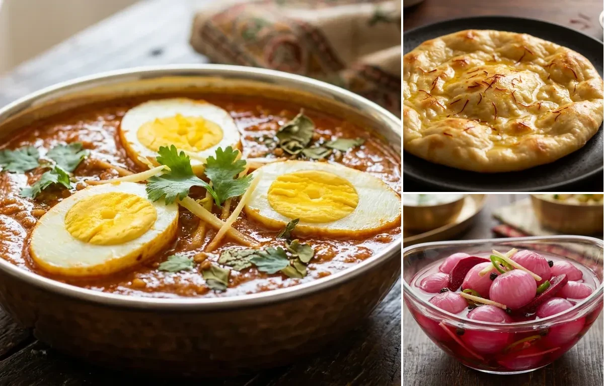 Anda Curry with Saffron Sheermal and Sirke Wale Pyaaz