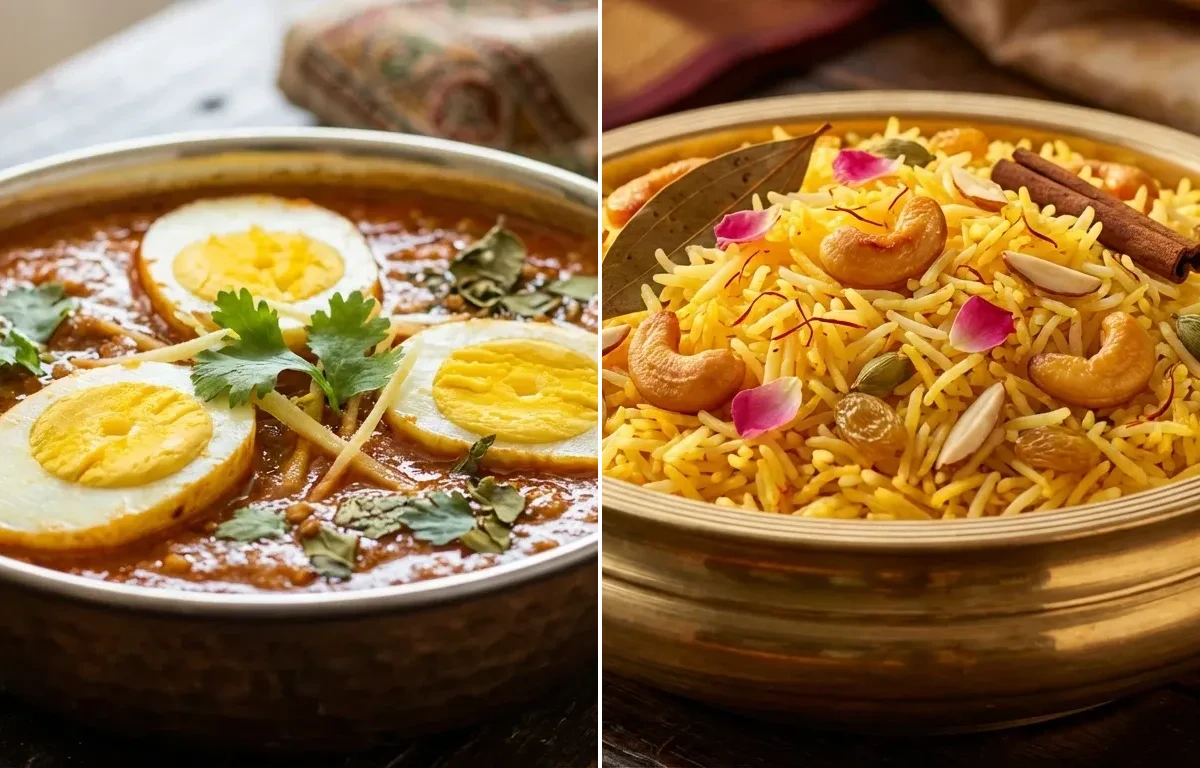 Anda Curry with Kesar Pulao