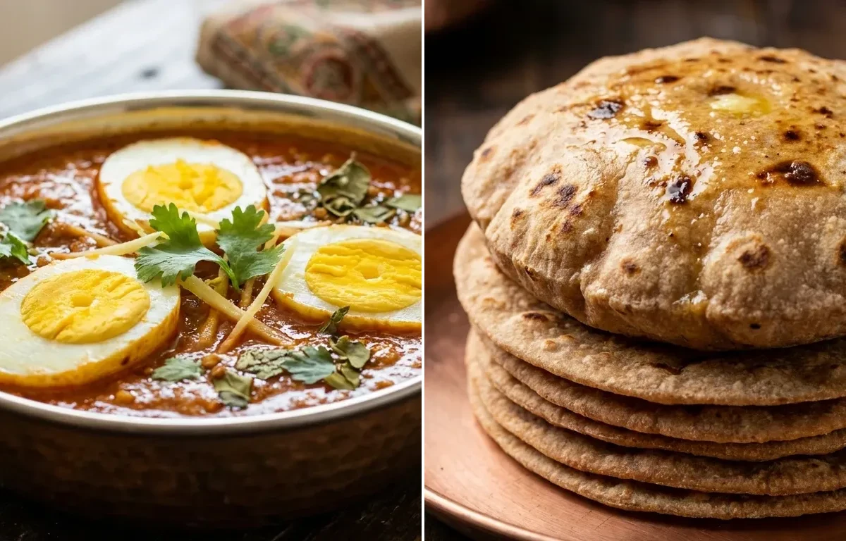 Anda Curry with Whole Wheat Roti