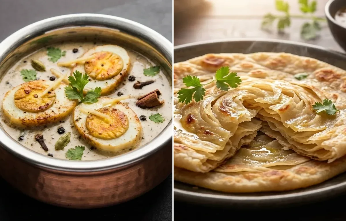 Anda Kali Mirch with Ulte Tawa Paratha