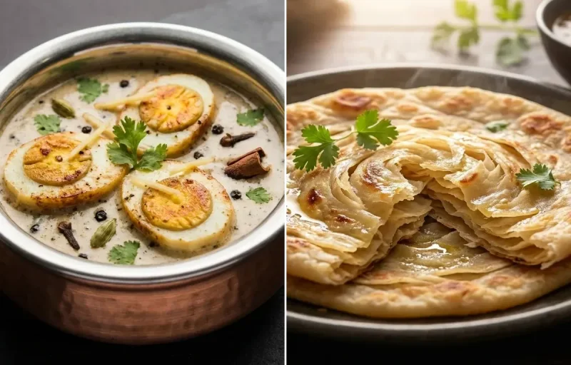 Anda Kali Mirch with Ulte Tawa Paratha