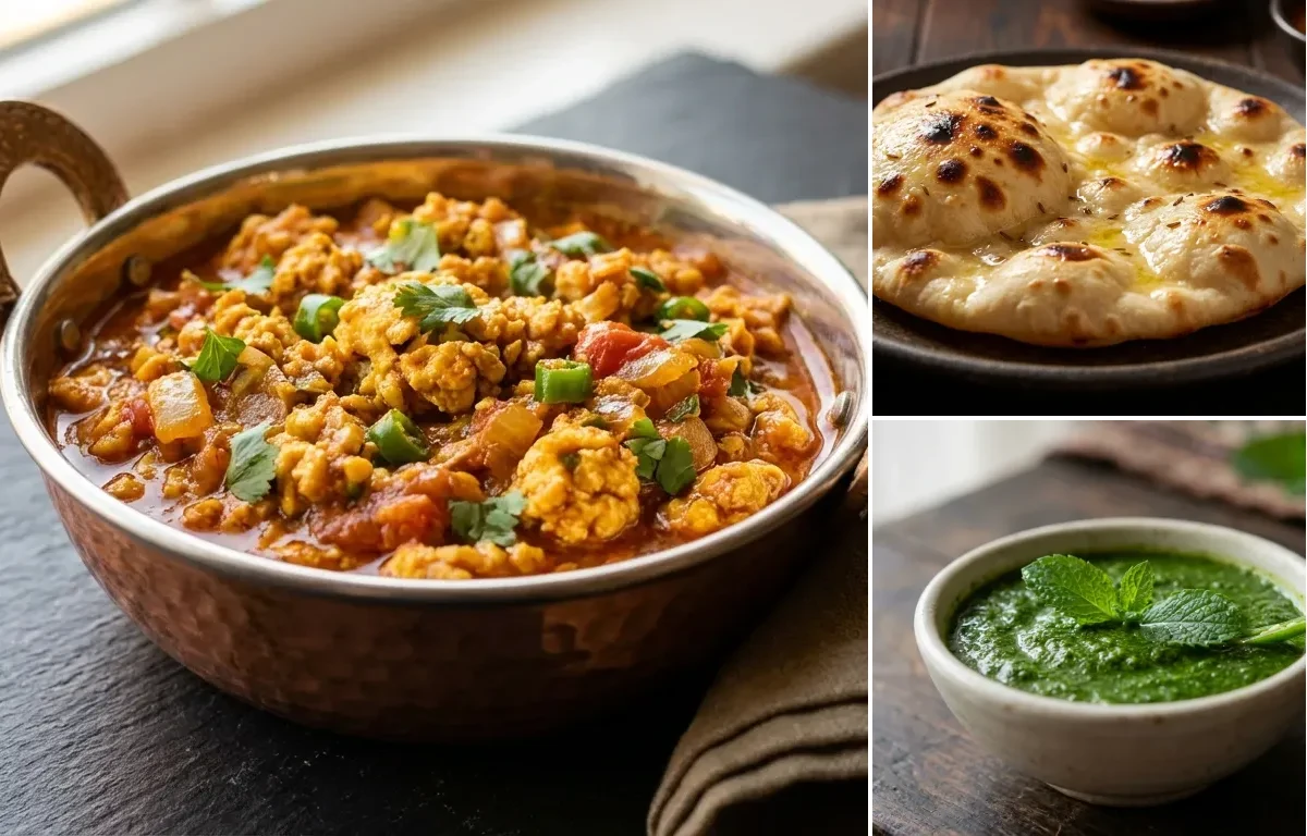 Anda Keema with Khamiri Roti and Mint Chutney