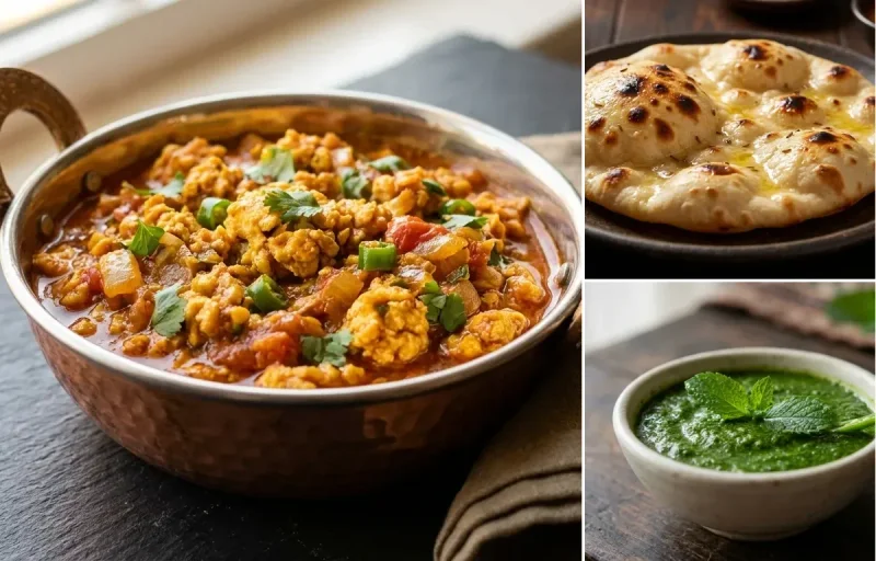 Anda Keema with Khamiri Roti and Mint Chutney
