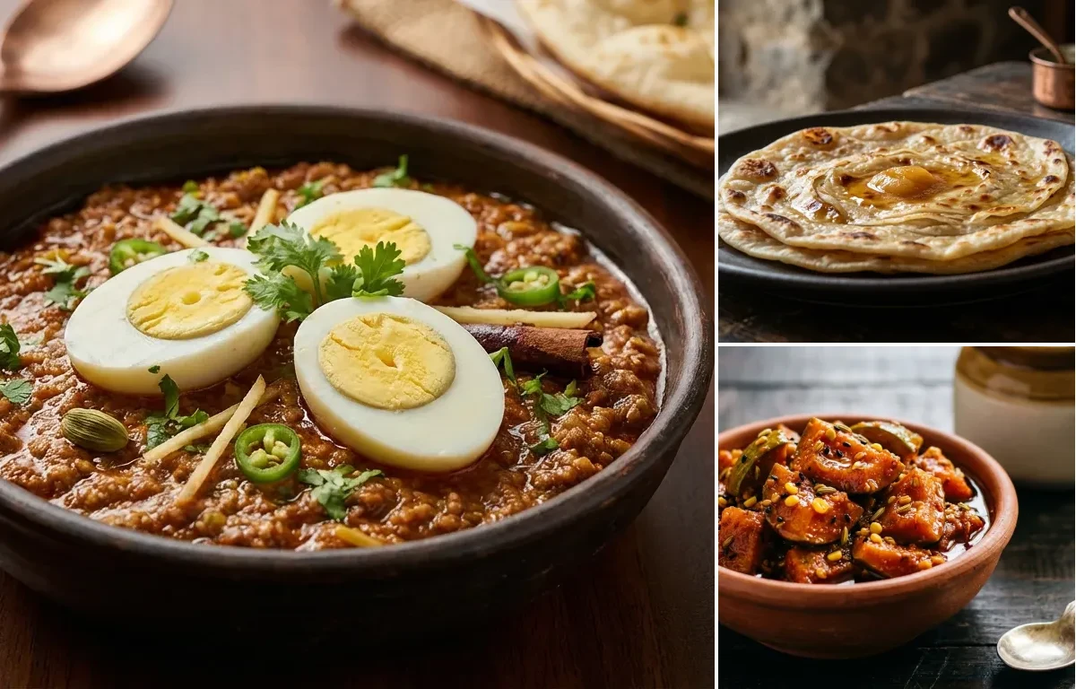 Anda Kheema with Ghadichi Poli and Mango Pickle