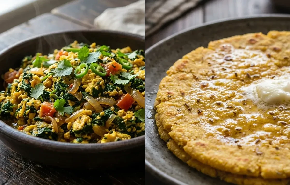 Anda Palak Bhurji with Makki di Roti