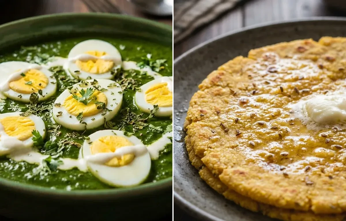 Anda Palak Curry with Makki di Roti