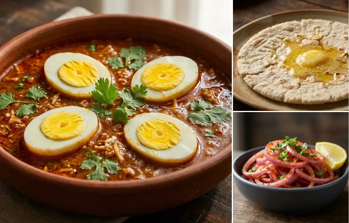 Anda Rassa with Jowar Bhakri and Lachha Pyaaz