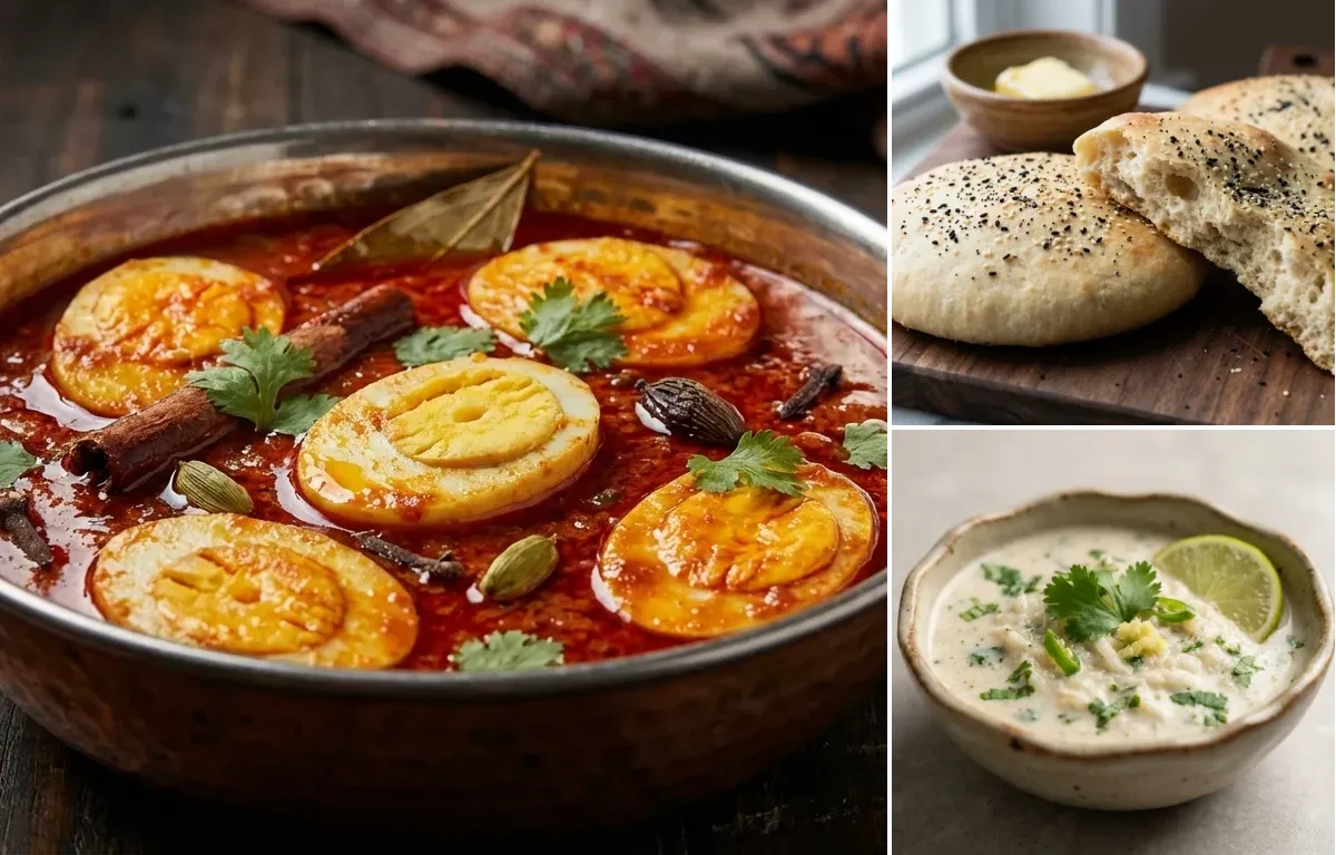 Anda Rogan Josh with Lavasa Bread and Mooli Chutney