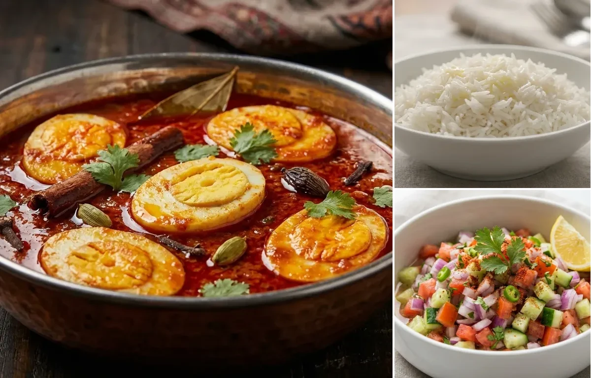 Anda Rogan Josh with Steamed Basmati Rice