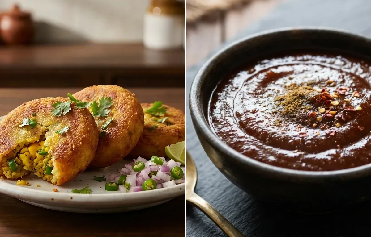 Anda Tikki with Tamarind Chutney