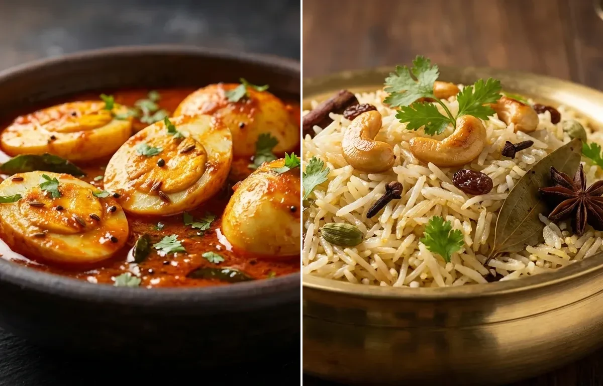 Andhra Egg Masala with Ghee Rice