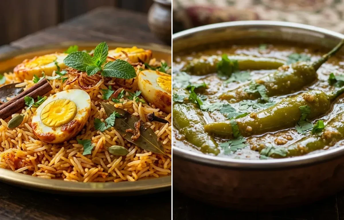 Andhra Egg Pulao with Mirchi ka Salan
