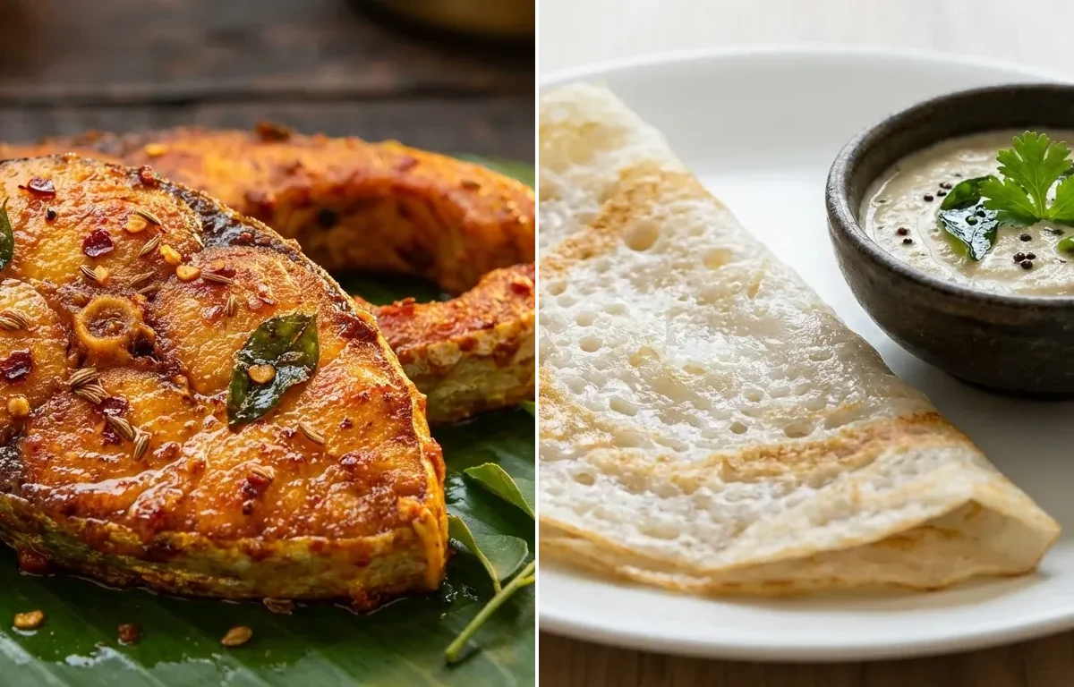 Anjal Masala Fry with Neer Dosa