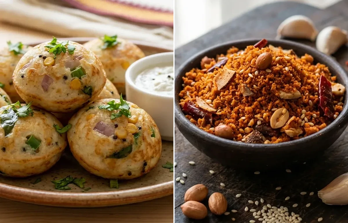 Appe with Dry Garlic Chutney