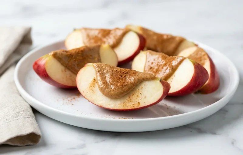 Apple Slices with Unsalted Almond Butter and Cinnamon