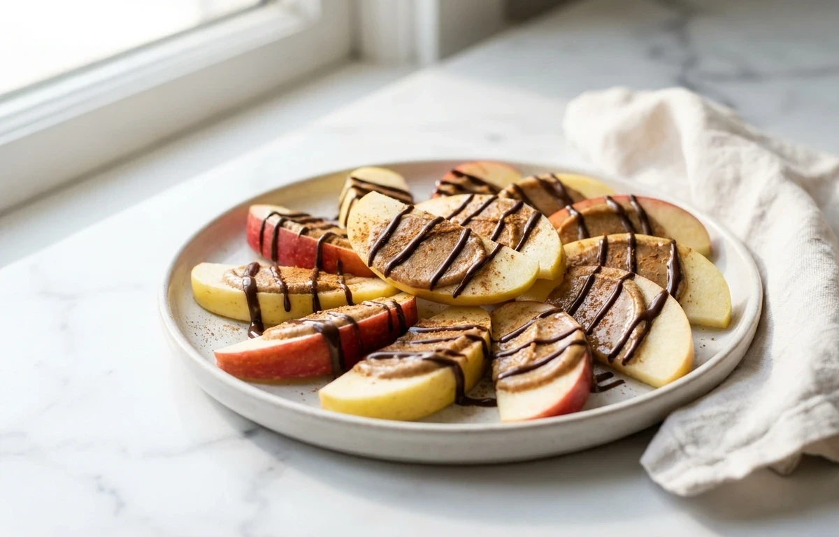 Apple with Almond Butter and Dark Chocolate