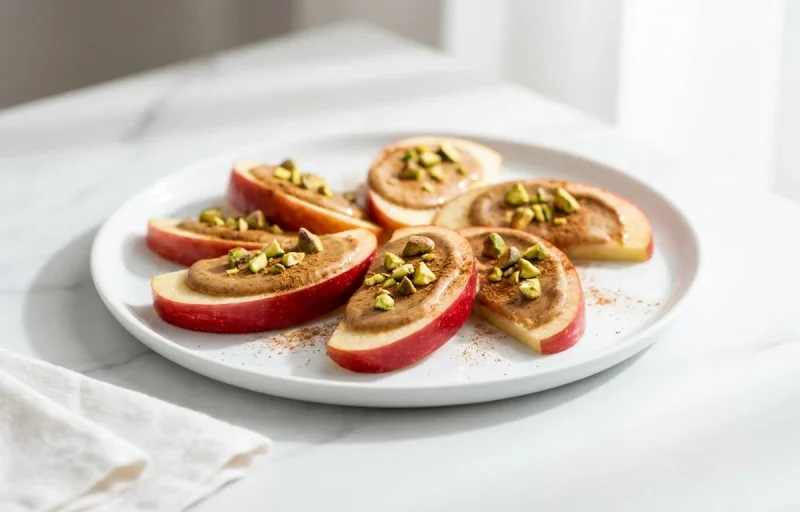 Apple with Almond Butter and Pistachios PCOS (diabetic)