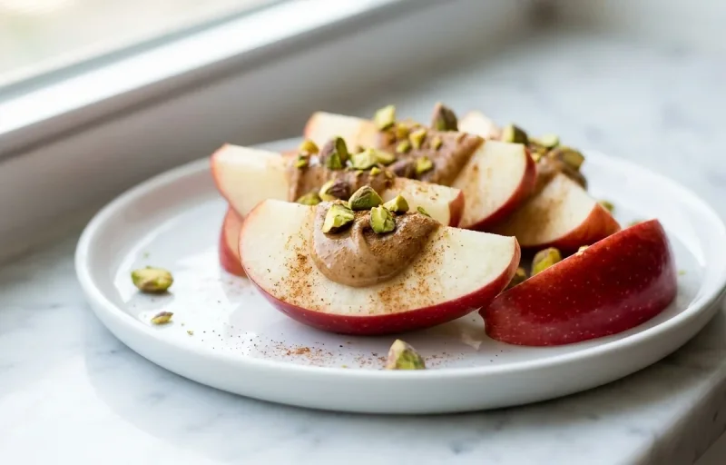 Apple with Almond Butter and Pistachios PCOS