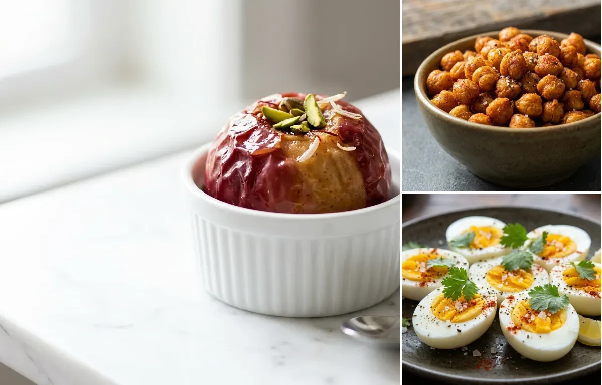 Apple with Roasted Chickpeas with Boiled Egg