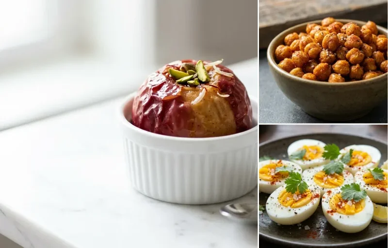 Apple with Roasted Chickpeas with Boiled Egg