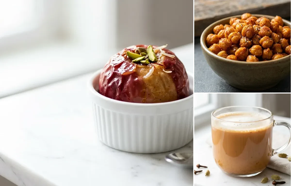 Apple with Roasted Chickpeas with Masala Chai