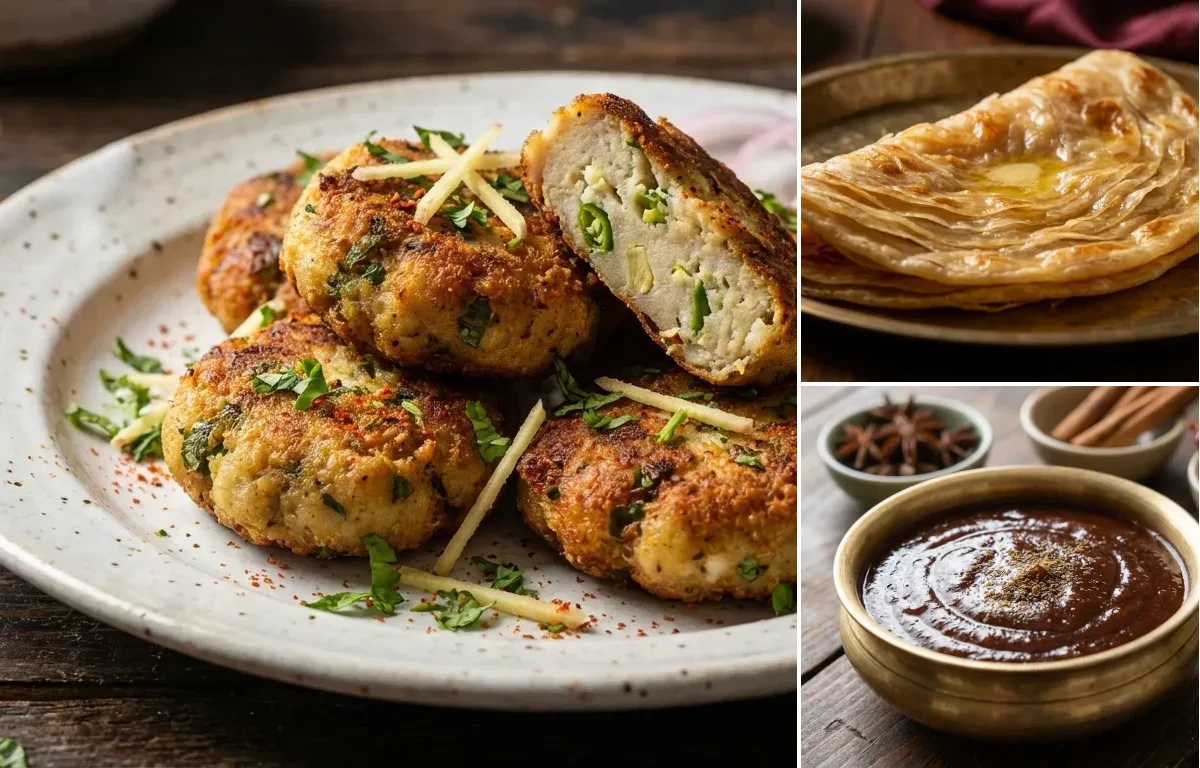 Arbi Kebab with Warqi Paratha and Imli Chutney