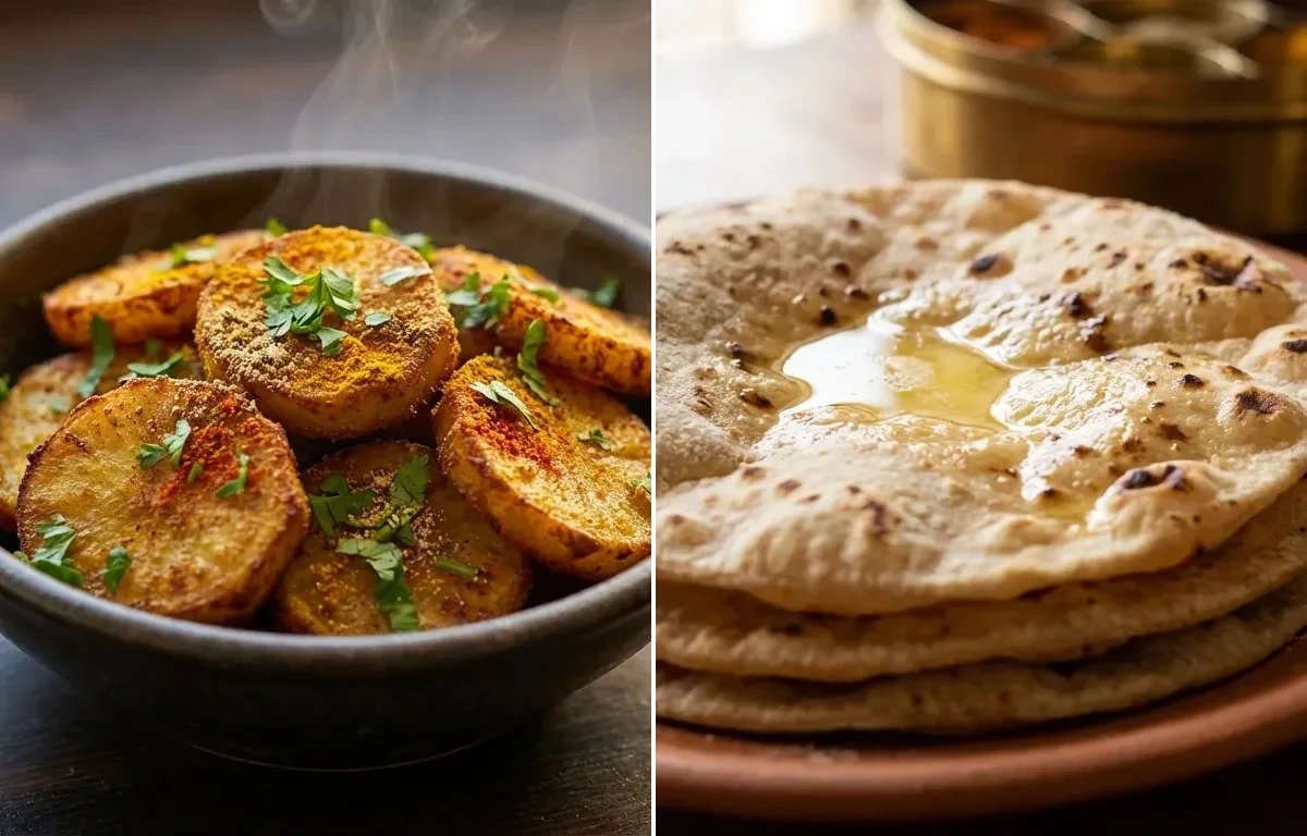 Arbi Masala Fry with Roti