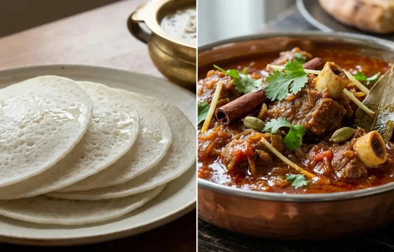 Ari Pathiri with Mutton Curry