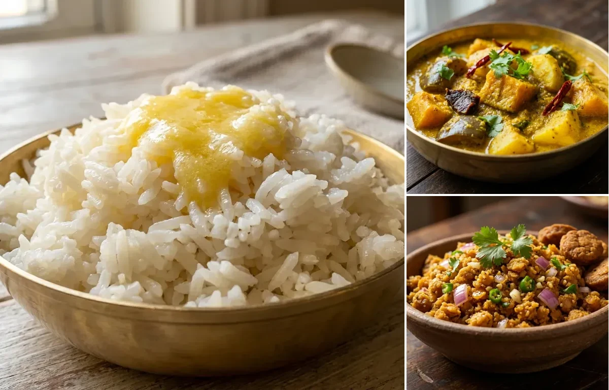 Arwa Bhaat with Vegetable Besara and Badi Chura
