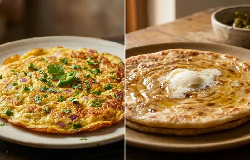 Assamese Koni Omlet with Paratha