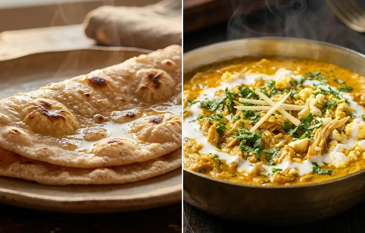 Atta Roti with Chicken Bharta