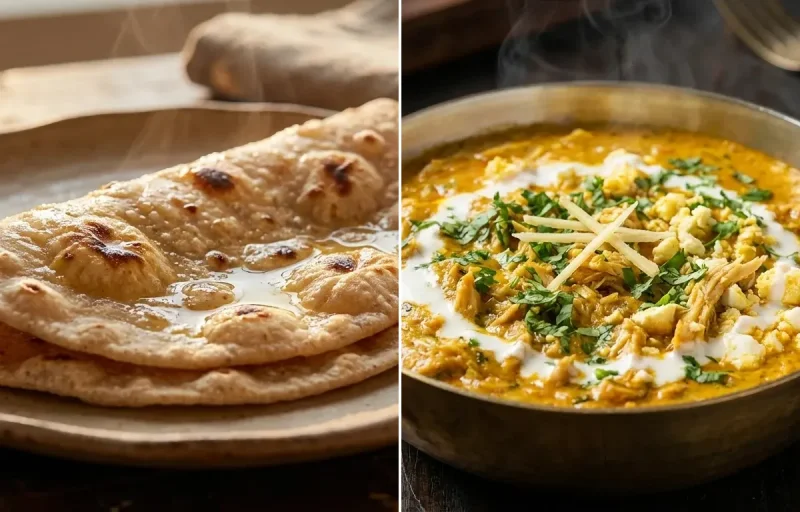 Atta Roti with Chicken Bharta
